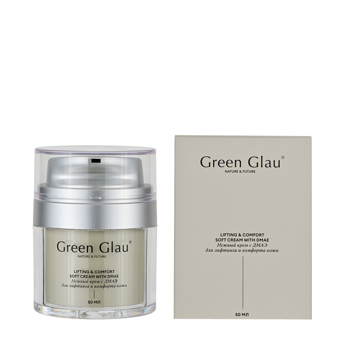 картинка Нежный крем с ДМАЭ для лифтинга и комфорта кожи от Green Glau